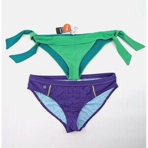 Athleta & Patagonia Bikini Bottom Womens XL Purple/Green Hipster Swimsuit Bundle